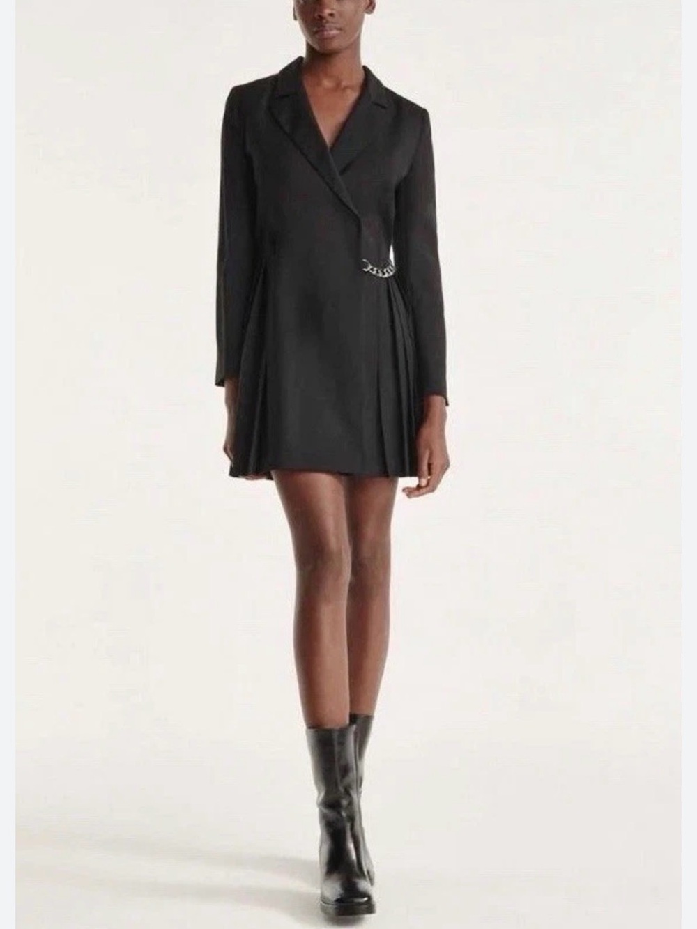 The Kooples Black Blazer Pleated Mini Dress Size 1 S